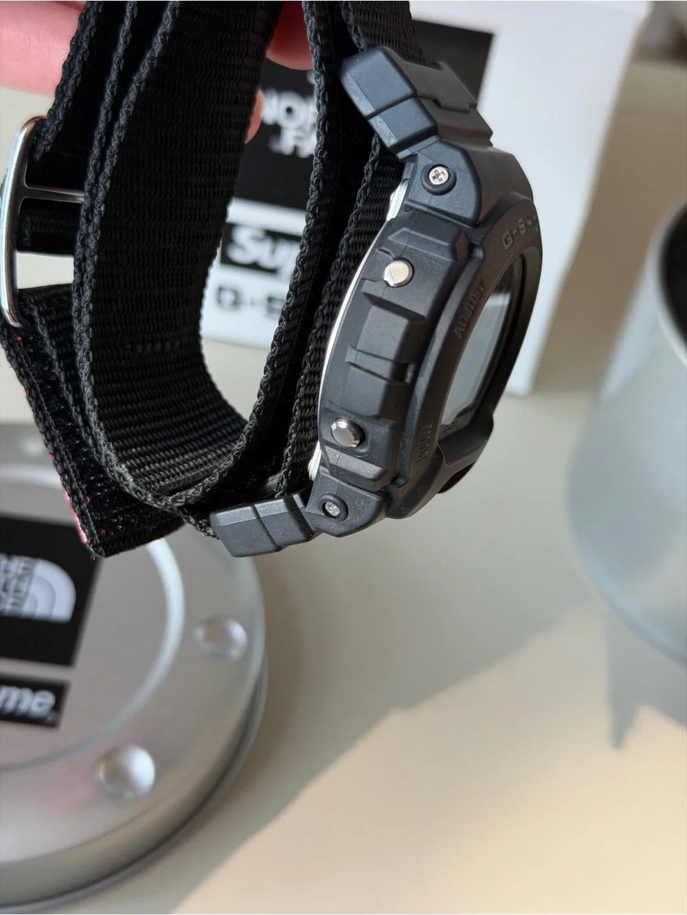 G-Shock x The North Face x Supreme Black Strap Watch Band with Red Logos